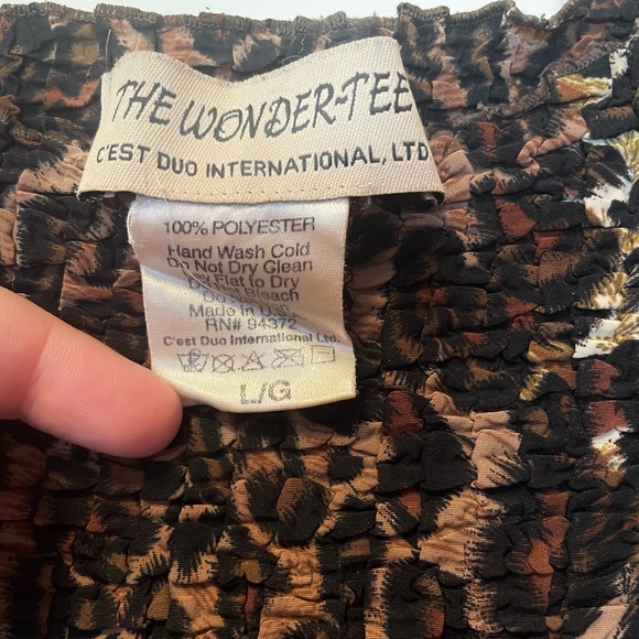 Vintage 80’s C’est Duo International LTD Crinkle Leopard Print The Wonder-Tee LG - Picture 3 of 3